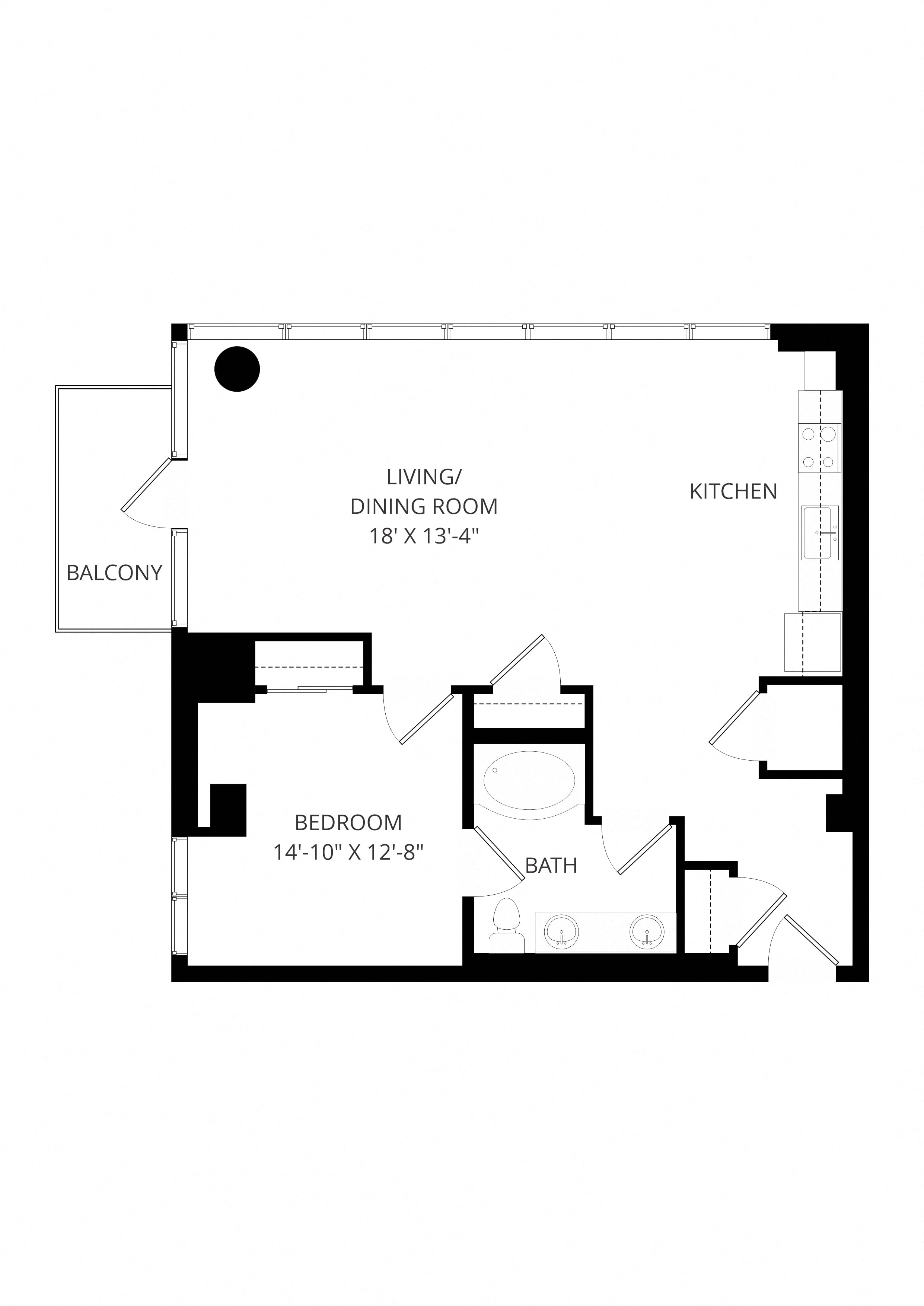 1X1 B13 floor plan